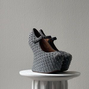 Jeffrey Campbell Studded Gray Platform Wedge Heels